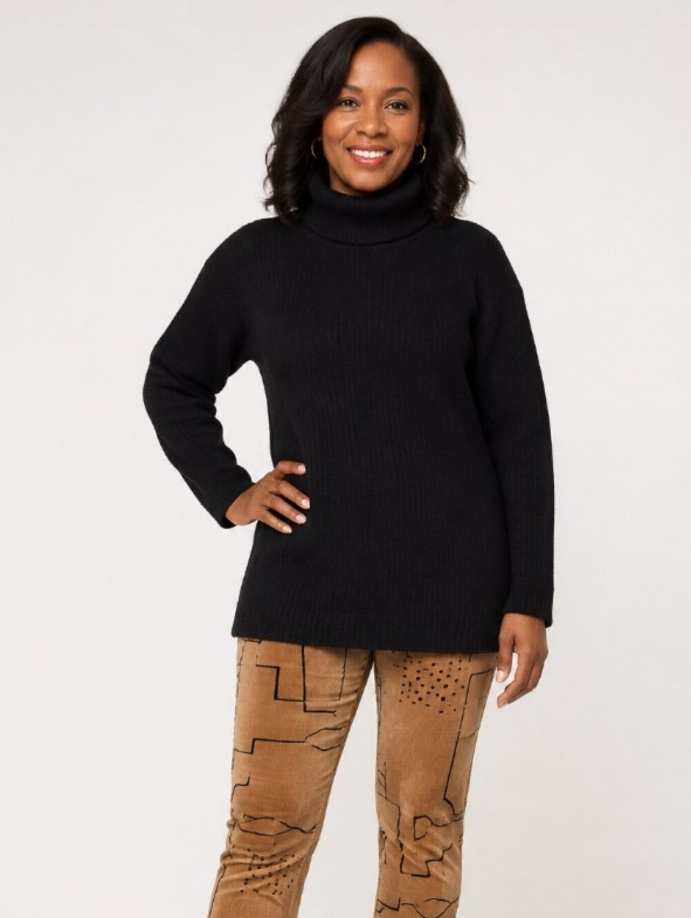 BCBGMaxAzria Dark Charcoal Silk Blend Turtleneck Vintage Sweater- Size:S